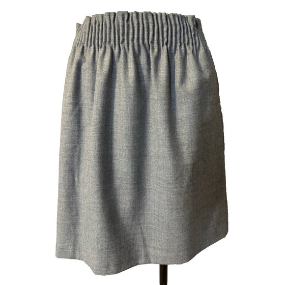 J Crew Skirt 6 Gray Gathered Pleat Bag Waist W Pockets Stretch - Picture 2 of 8